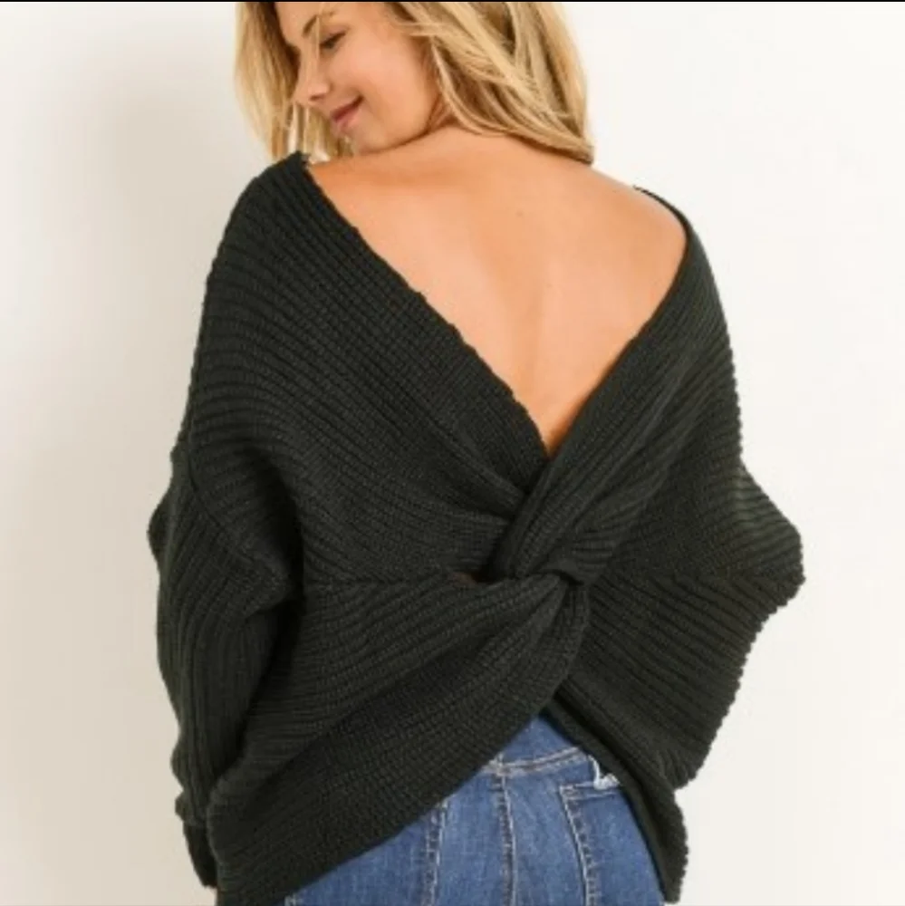 Chunky Cross Twist Knot Sweater - Picture 8 of 10